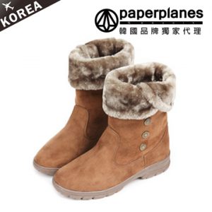7. 韓國PAPERPLANES 麂絨中筒雪靴