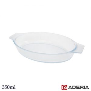 7. ADERIA 橢圓陶瓷塗層耐熱玻璃烤盤／20cm×11.6cm×高4cm・350mL